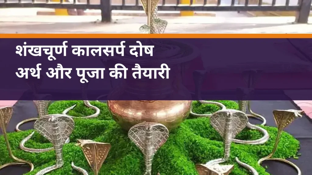शंखचूर्ण कालसर्प दोष - नाग प्रतिमाओं और कलश की वास्तविक पूजा सामग्री का चित्र