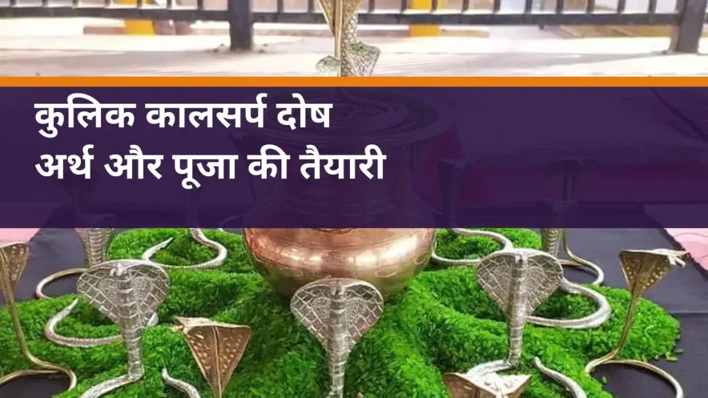 कुलिक कालसर्प दोष - नाग प्रतिमाओं और कलश की वास्तविक पूजा सामग्री का चित्र