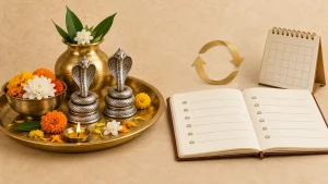 काल सर्प दोष पूजा कितनी बार करानी चाहिए - नाग प्रतिमा, पिछली पूजा का रिकॉर्ड और कैलेंडर का सांकेतिक चित्र